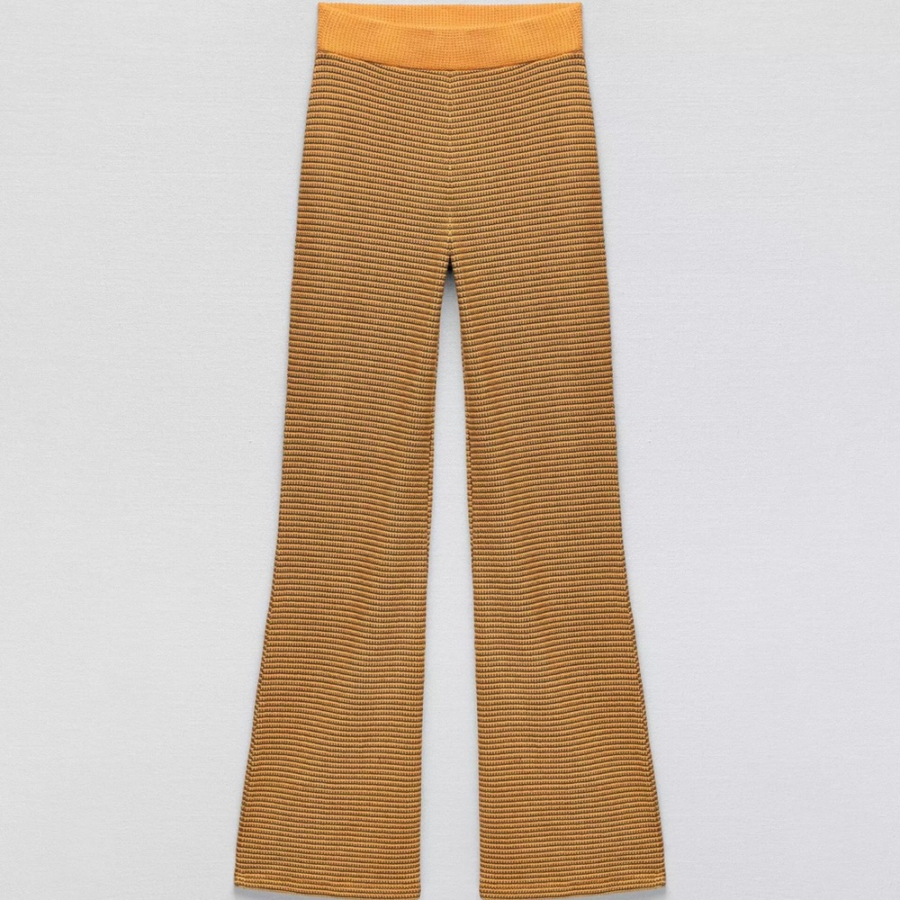 Zara Striped Mustard and Brown Knit Top
